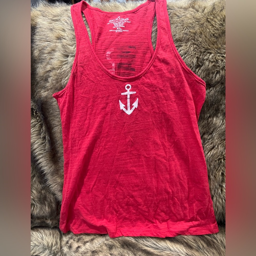 Anchor Graphic Red Tank Top